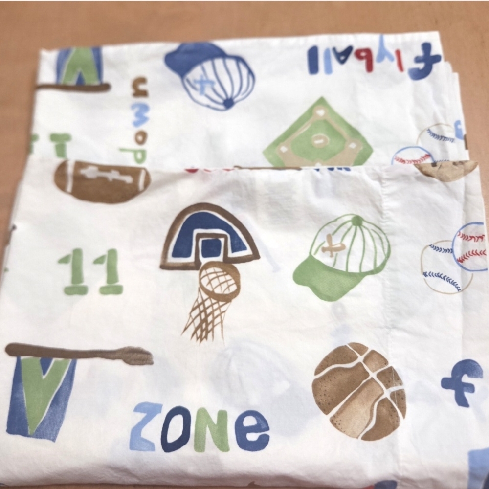 Pottery Barn Kids "My Favorite Sport" Themed Full Sheet And  Standard Pillowcase